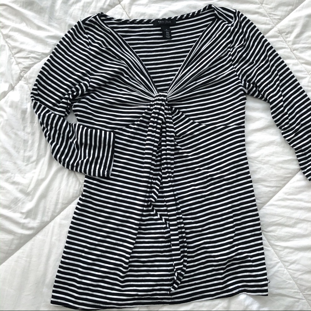 LIKE NEW: WHBM Striped V-Neck Blouse